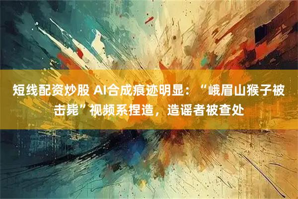 短线配资炒股 AI合成痕迹明显：“峨眉山猴子被击毙”视频系捏造，造谣者被查处
